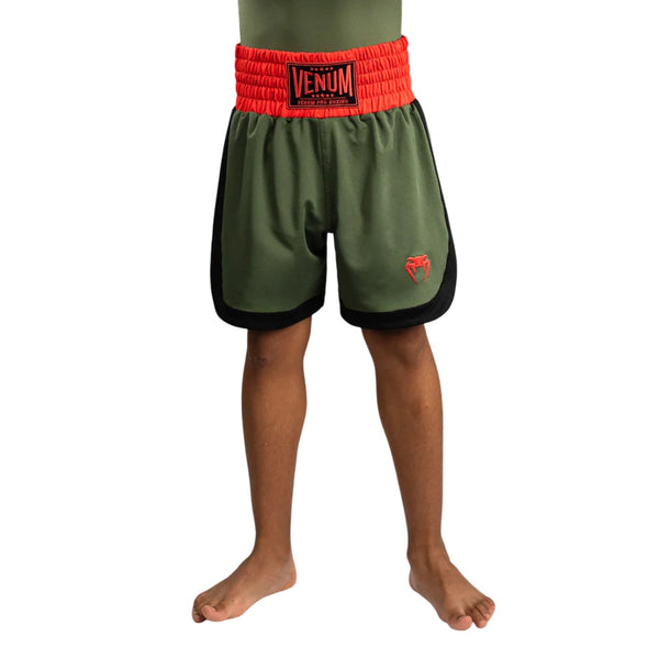 VENUM CLASSIC KIDS BOXING SHORTS ARMY GREEN/ORANGE