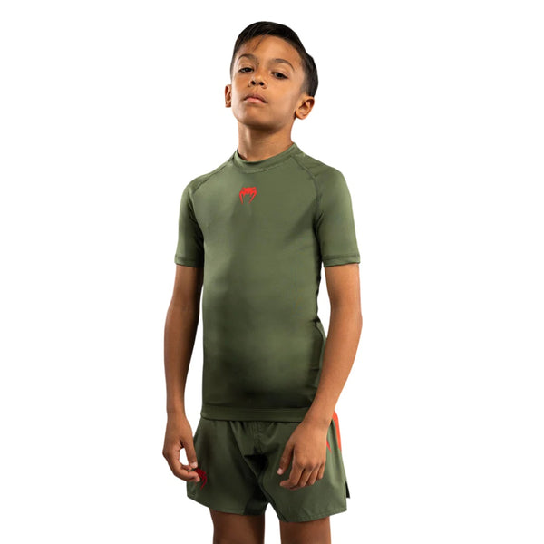 VENUM CONTENDER KIDS SHORTSLEEVES RASHGUARD ARMY GREEN/ORANGE