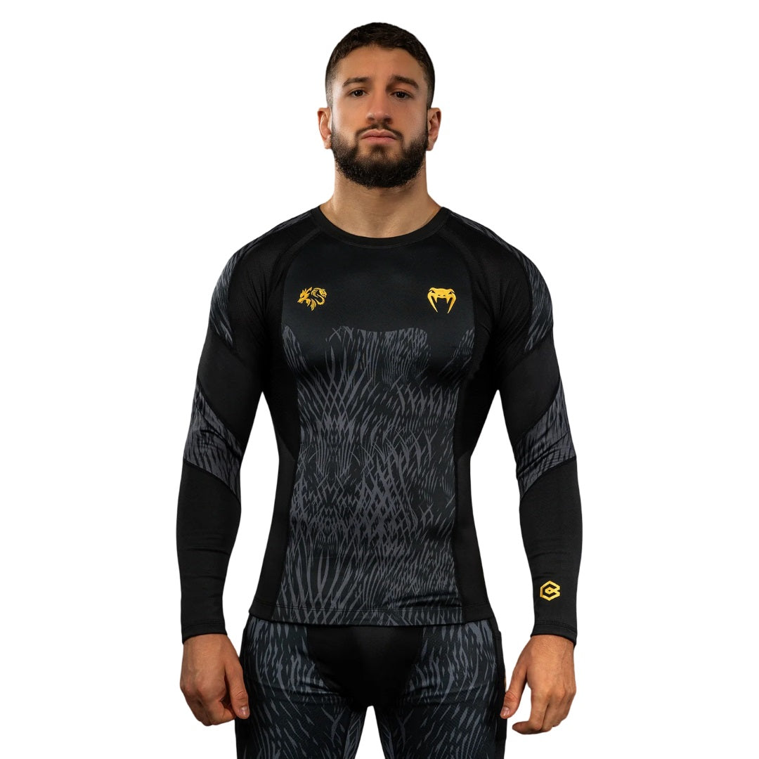 VENUM X CHIMAEV WILD BORZ LONGSLEEVE RASHGUARD BLACK/GREY/GOLD