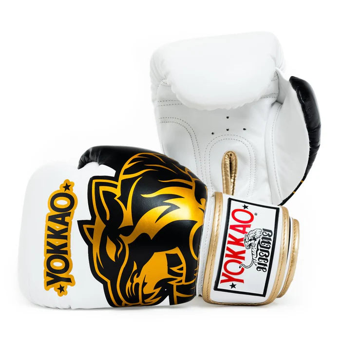 YOKKAO ORIGINAL GOLD BOXING GLOVES WHITE