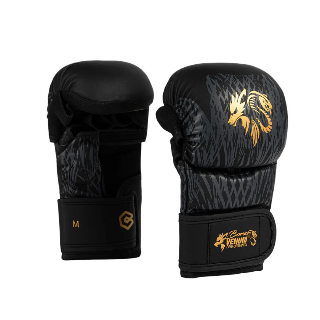 VENUM X CHIMAEV WILD BORZ SPARRING GLOVES BLACK/GREY/GOLD