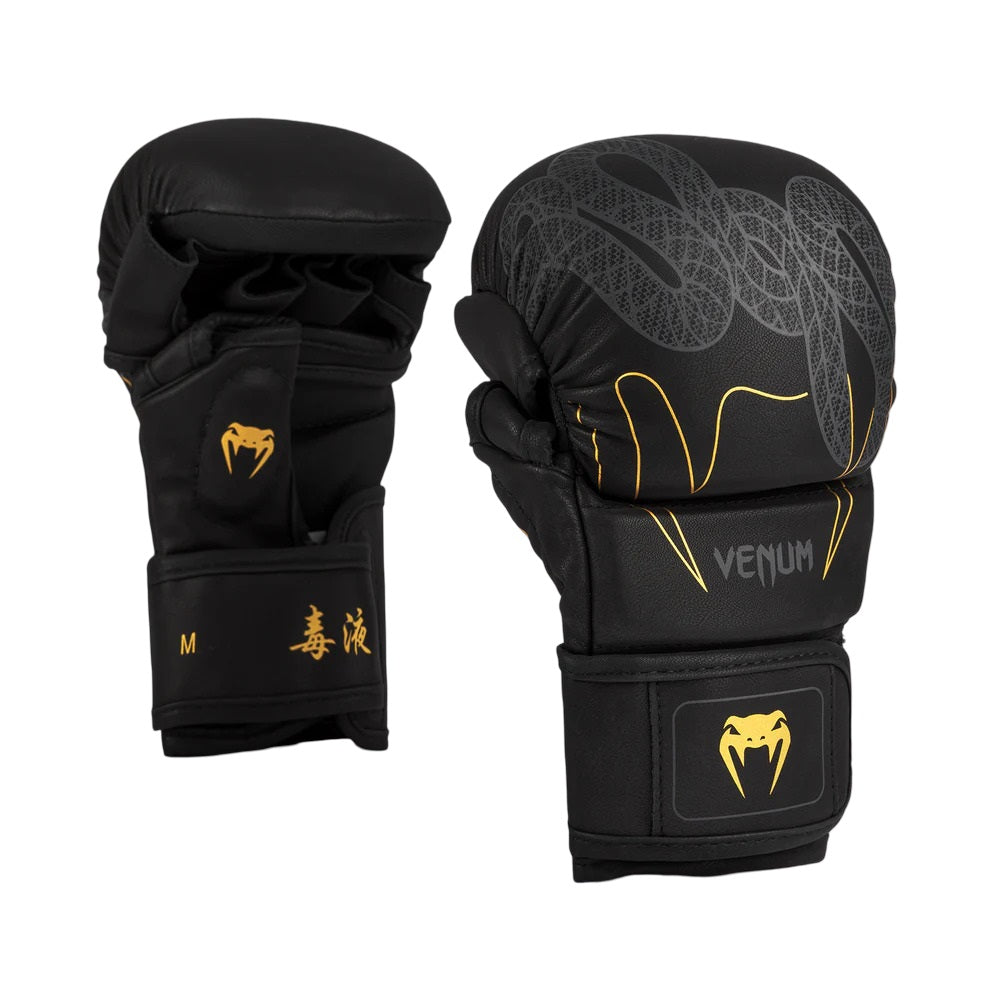 VENUM SERPENTI MMA SPARRING GLOVES BLACK/SILVER/GOLD