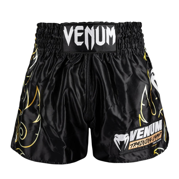VENUM VTC FLAMES MUAY THAI SHORTS BLACK/GOLD
