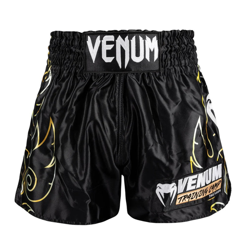 VENUM VTC FLAMES MUAY THAI SHORTS BLACK/GOLD