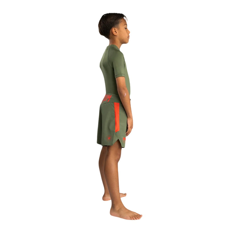 VENUM LIGHT KIDS FIGHTSHORTS ARMY GREEN/ORANGE
