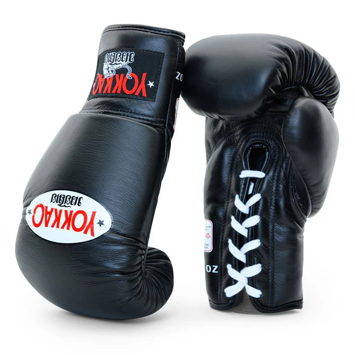 YOKKAO MATRIX LACE UP BOXING GLOVES BLACK
