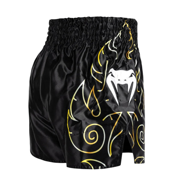 VENUM VTC FLAMES MUAY THAI SHORTS BLACK/GOLD