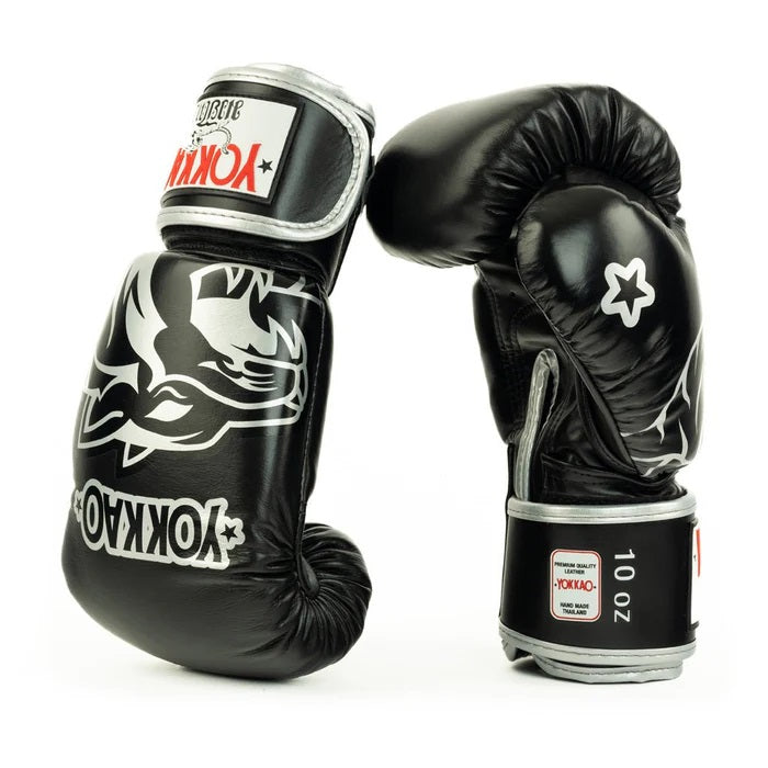 YOKKAO ORIGINAL SILVER BOXING GLOVES BLACK