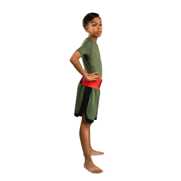 VENUM CLASSIC KIDS BOXING SHORTS ARMY GREEN/ORANGE