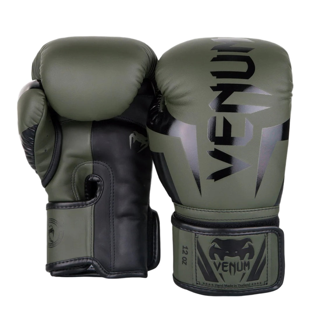 VENUM ELITE BOXING GLOVES KHAKI/BLACK