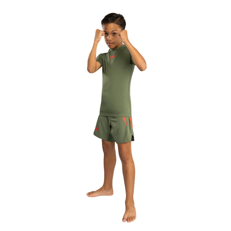 VENUM CONTENDER KIDS SHORTSLEEVES RASHGUARD ARMY GREEN/ORANGE