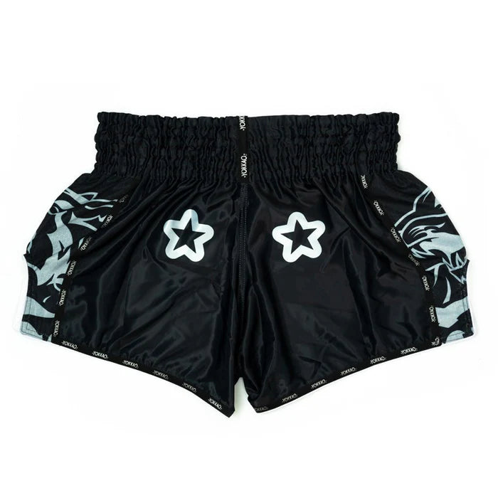 YOKKAO ORIGINAL SILVER MUAY THAI SHORTS BLACK