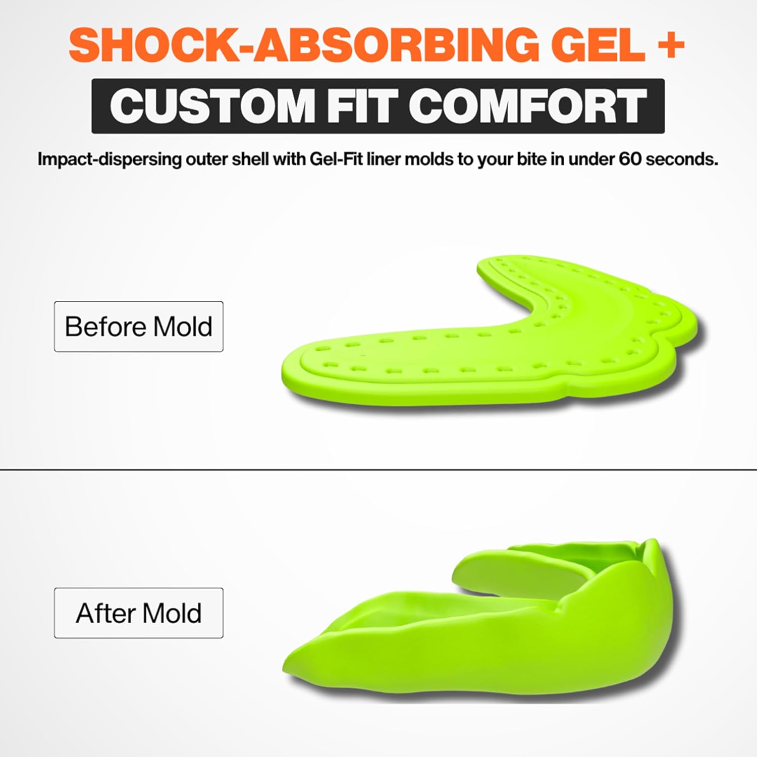 MICROGEL MOUTHGUARD BLACK/SHOCK GREEN ADULT
