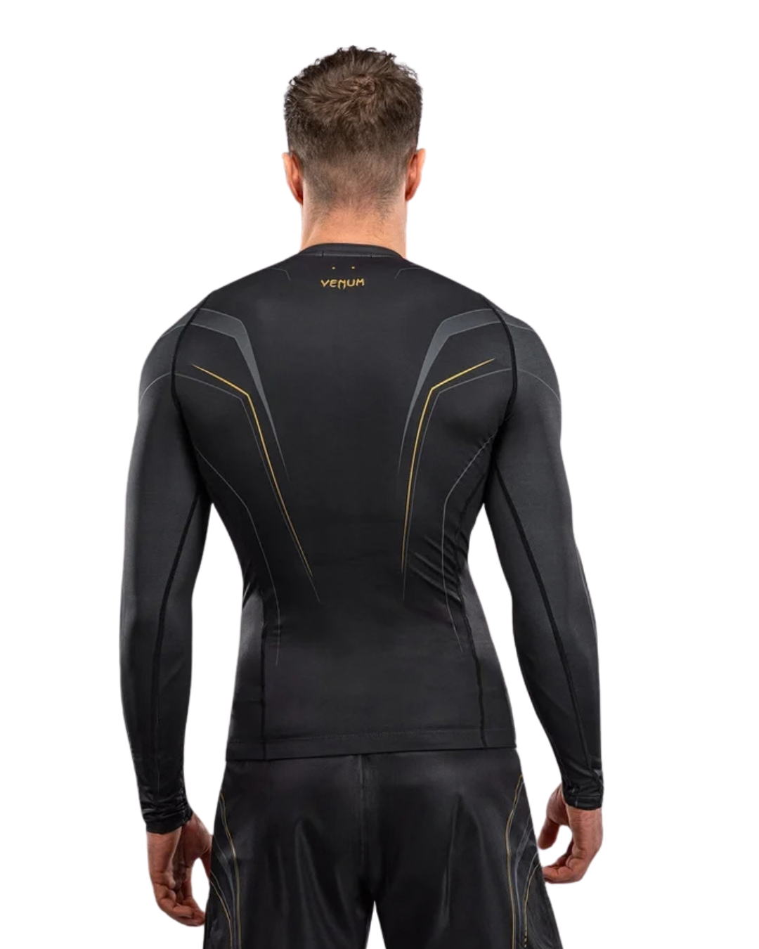 Venum Streamline Longsleeve Rashguard – Black/Gold | Compression Fit – MMA & BJJ Performance Wear