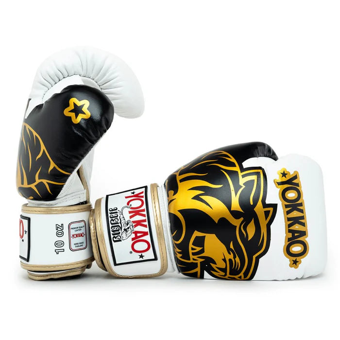 YOKKAO ORIGINAL GOLD BOXING GLOVES WHITE