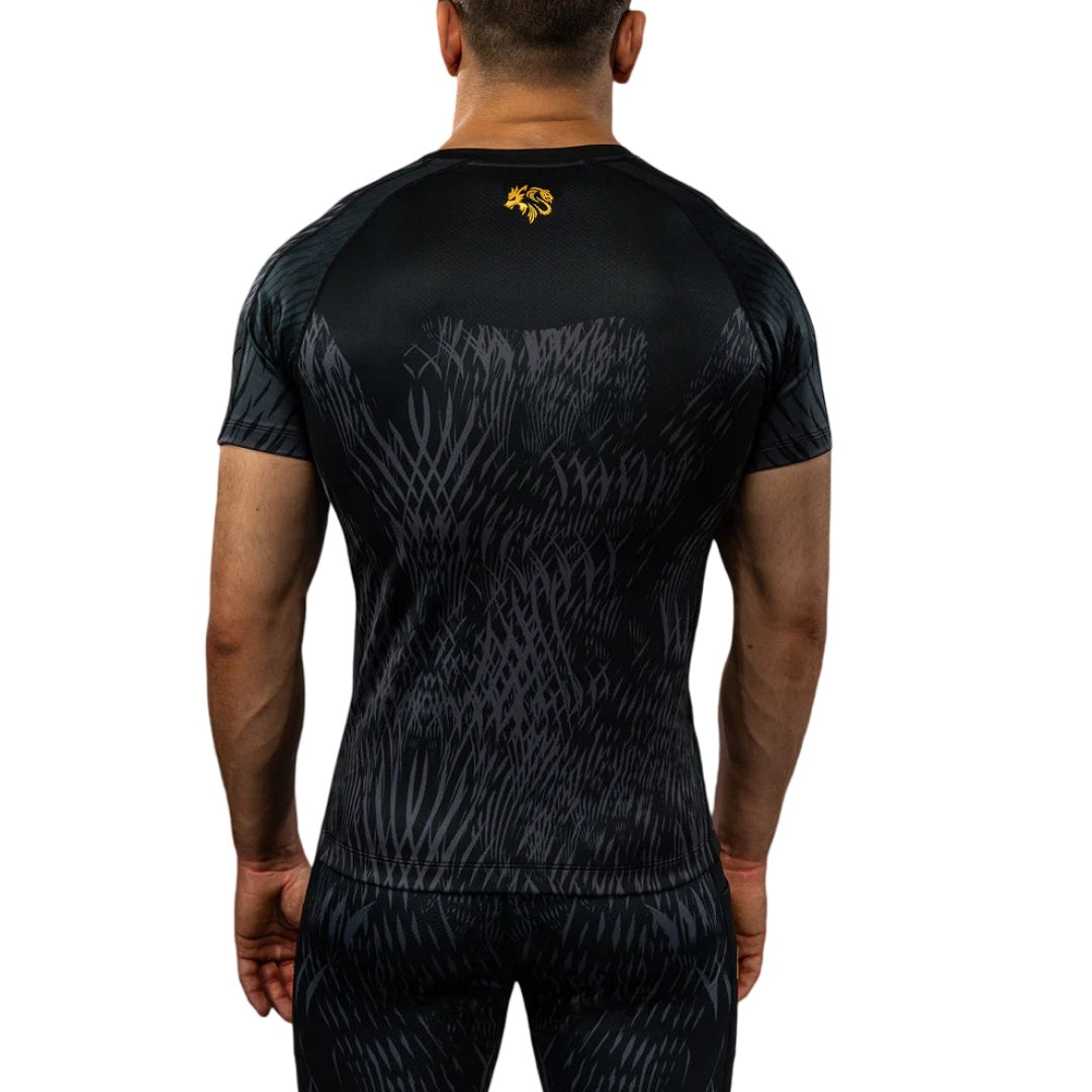 VENUM X CHIMAEV WILD BORZ SHORTSLEEVE RASHGUARD BLACK/GREY/GOLD