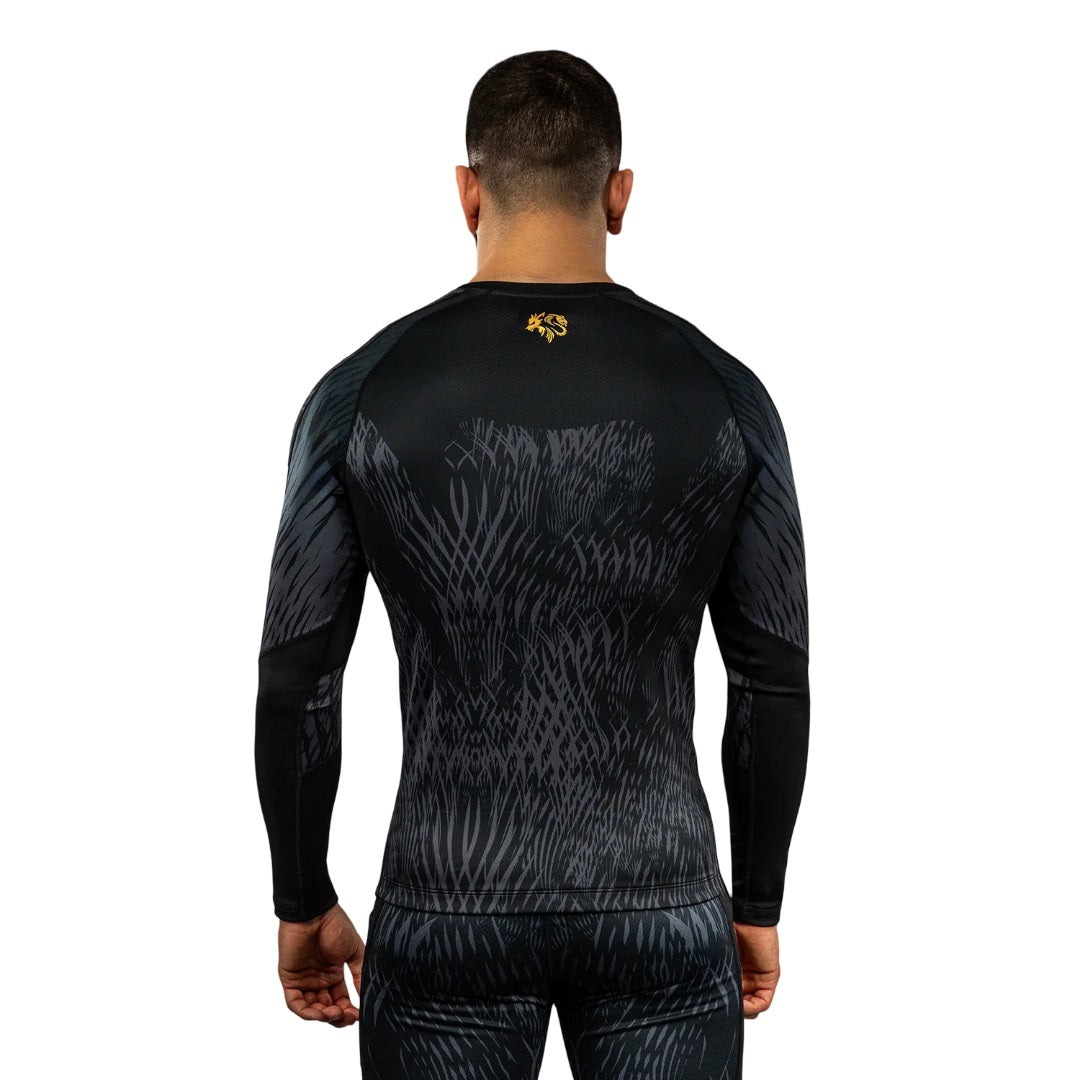 VENUM X CHIMAEV WILD BORZ LONGSLEEVE RASHGUARD BLACK/GREY/GOLD
