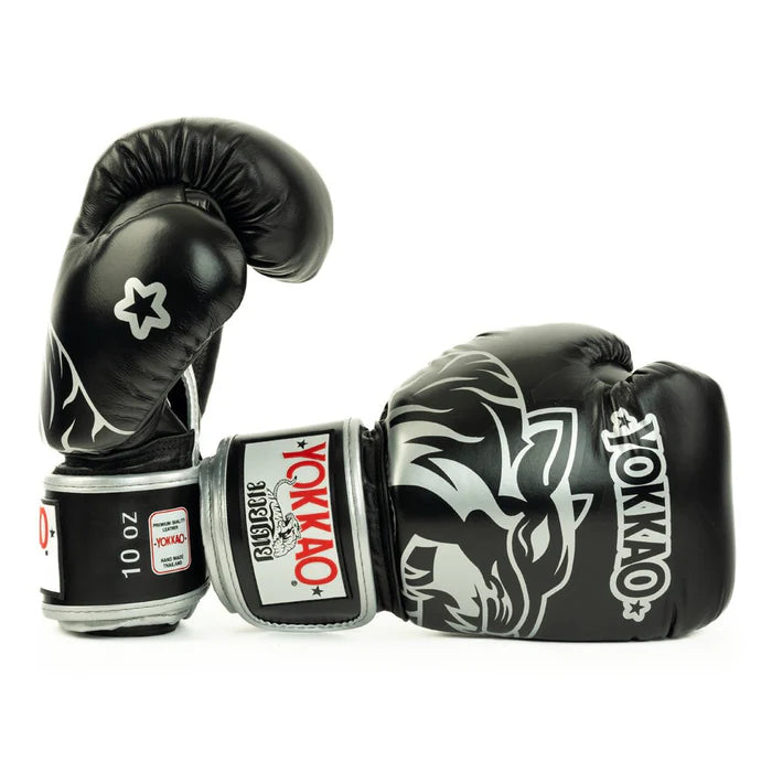 YOKKAO ORIGINAL SILVER BOXING GLOVES BLACK