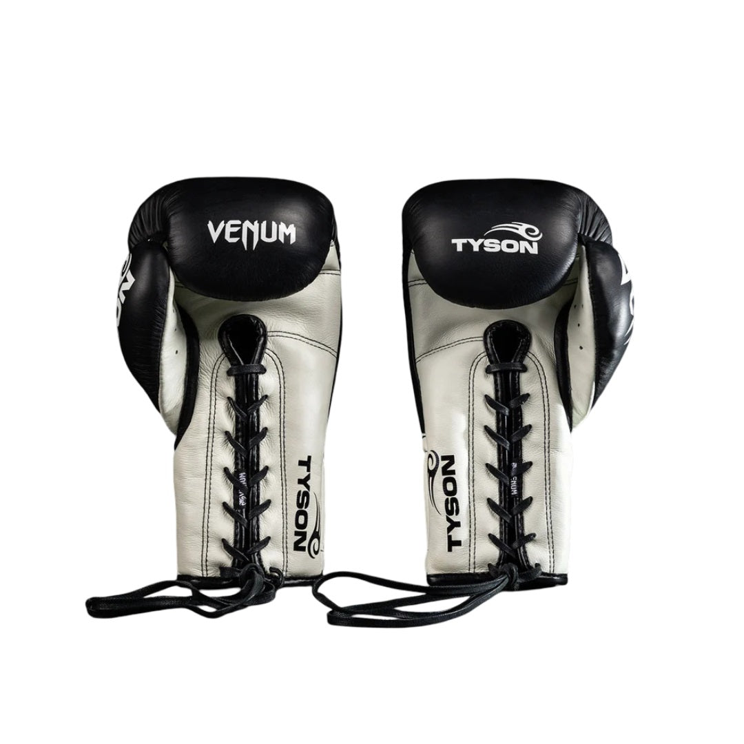 VENUM GIANT 2.0 MIKE TYSON PRO BOXING GLOVES WITH LACES MATTE BLACK/WHITE