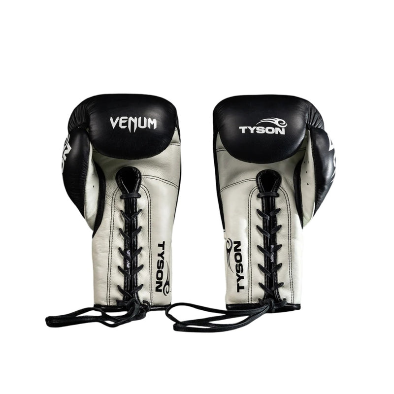 VENUM GIANT 2.0 MIKE TYSON PRO BOXING GLOVES WITH LACES MATTE BLACK/WHITE