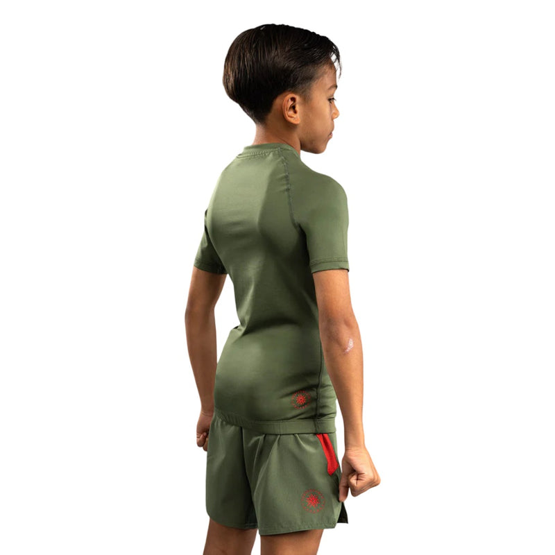 VENUM CONTENDER KIDS SHORTSLEEVES RASHGUARD ARMY GREEN/ORANGE