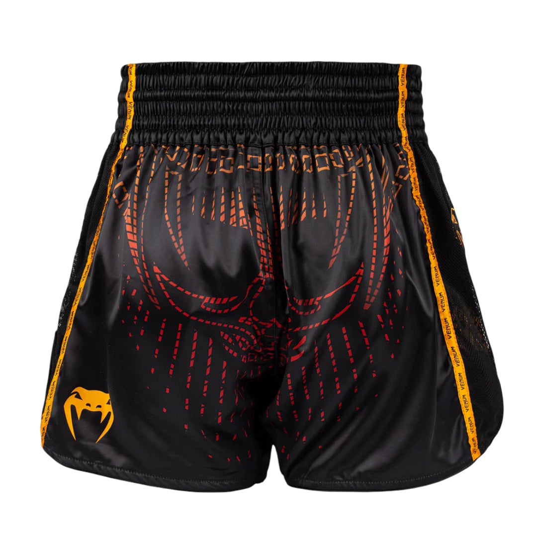 VENUM QUETZAL FURY MUAY THAI SHORTS BLACK/FURY RED/TANGERINE