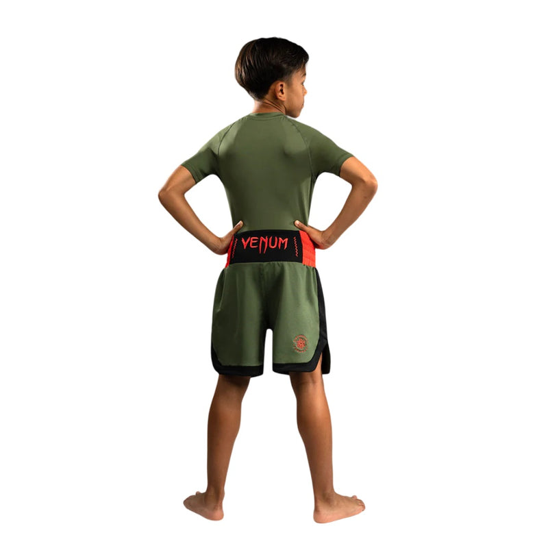 VENUM CLASSIC KIDS BOXING SHORTS ARMY GREEN/ORANGE