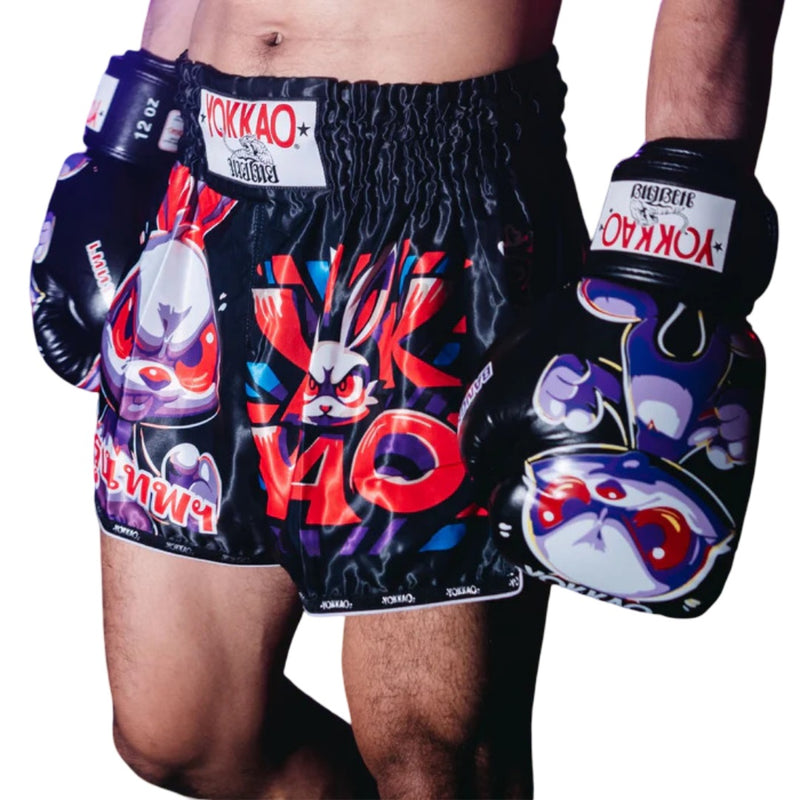 YOKKAO ANGRY RABBIT MUAY THAI SHORTS BLACK