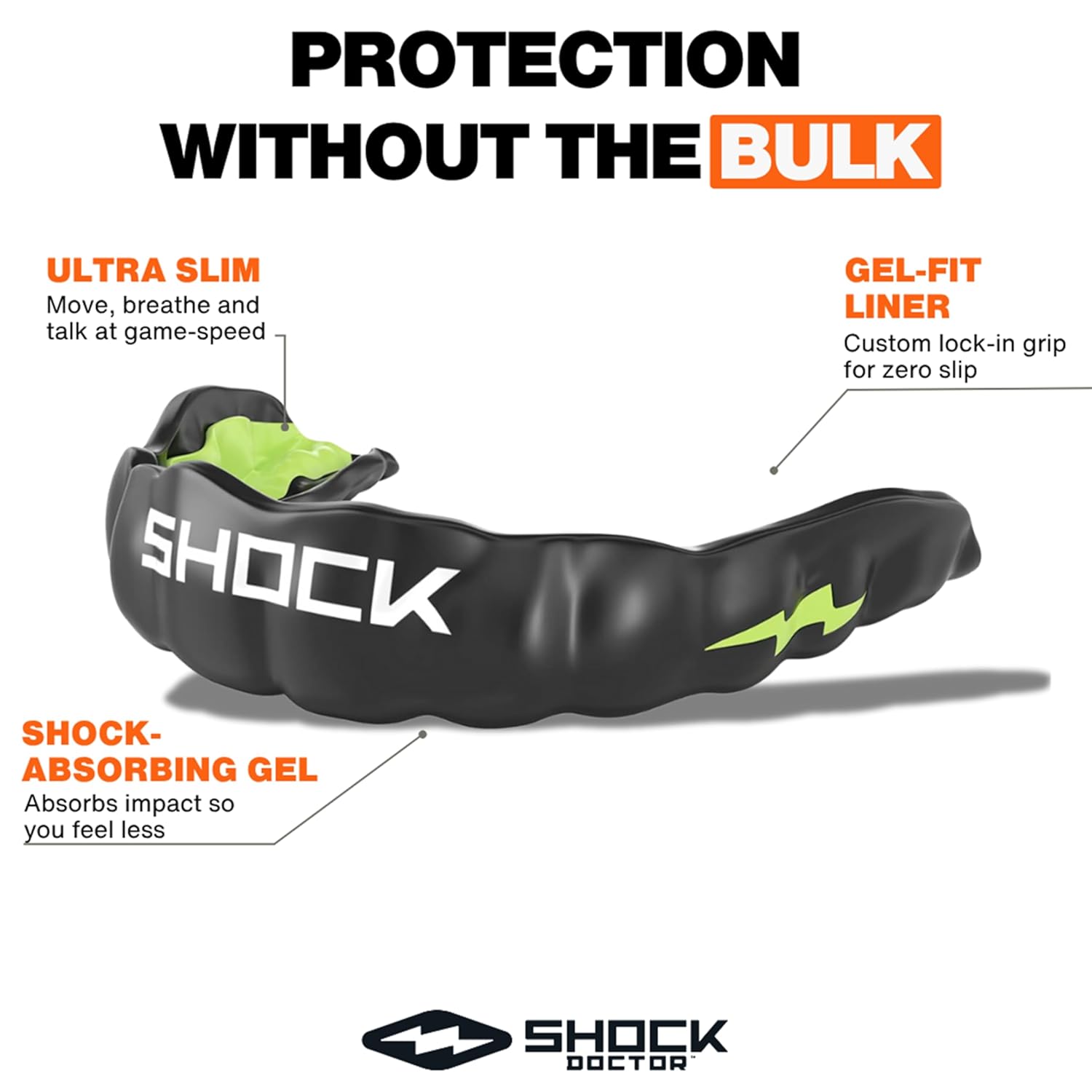MICROGEL MOUTHGUARD BLACK/SHOCK GREEN ADULT