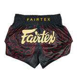 BS1920 MUAY THAI SHORTS LAVA BLACK FRONT SIDE