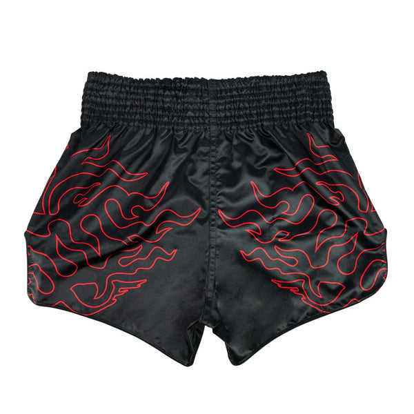 BS1920 MUAY THAI SHORTS LAVA BLACK BACK SIDE