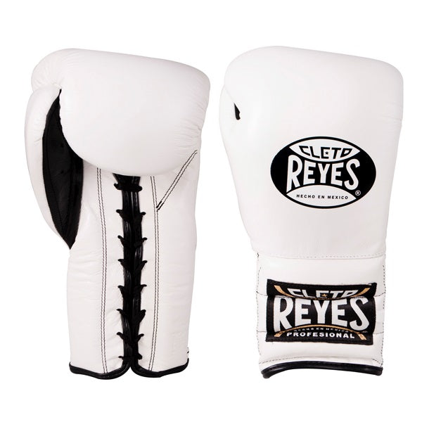 CLETO REYES PROFESSIONAL BOXING GLOVES WITH LACES WHITE FRONT SIDE