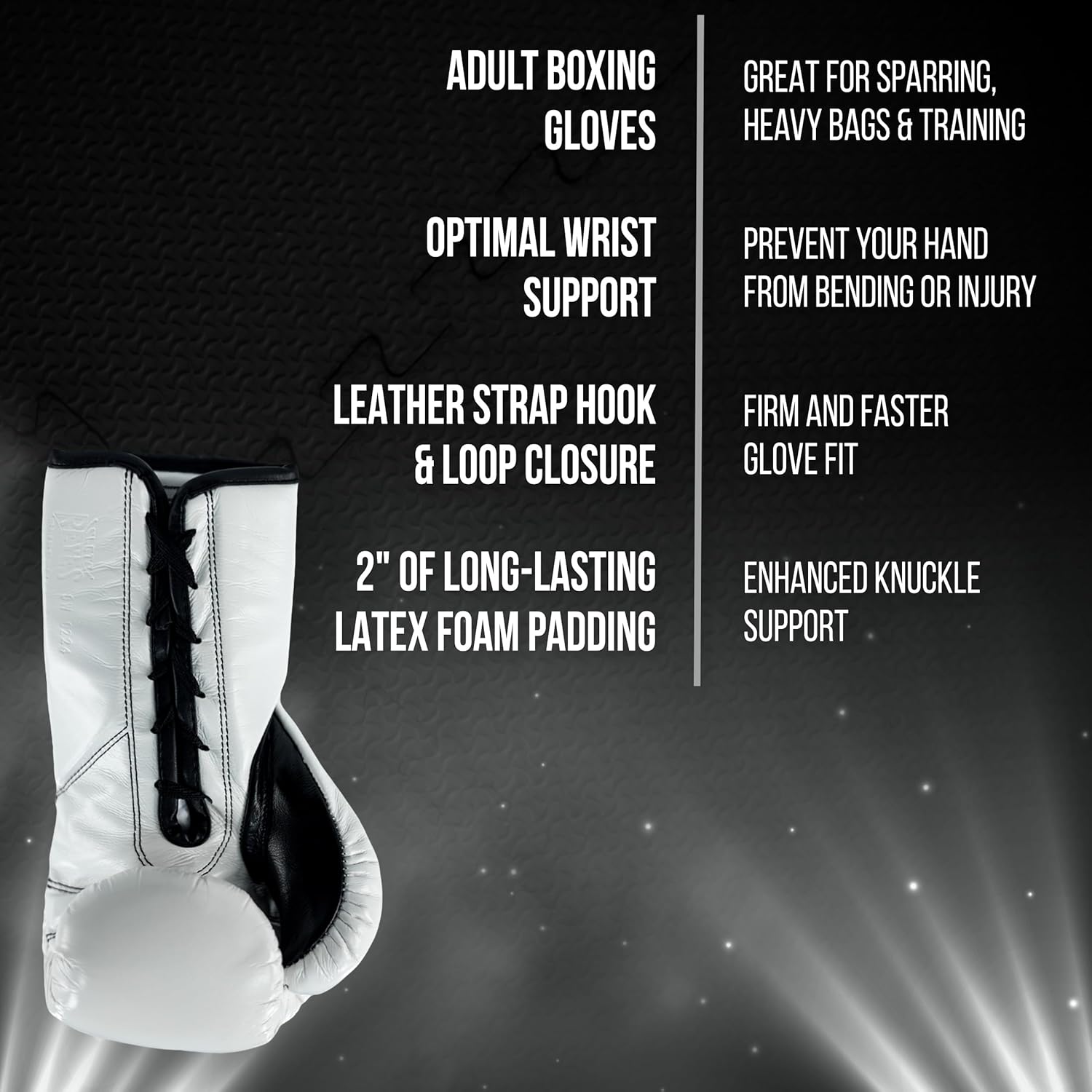 CLETO REYES PROFESSIONAL BOXING GLOVES WITH LACES WHITE RIGHT SIDE