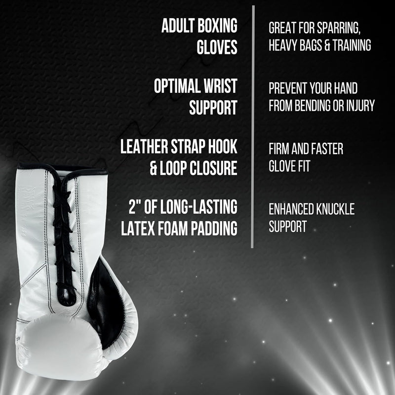 CLETO REYES PROFESSIONAL BOXING GLOVES WITH LACES WHITE RIGHT SIDE