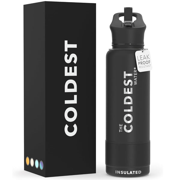 COLDEST BOTTLE STEALTH BLACK 40 OZ FRONT SIDE