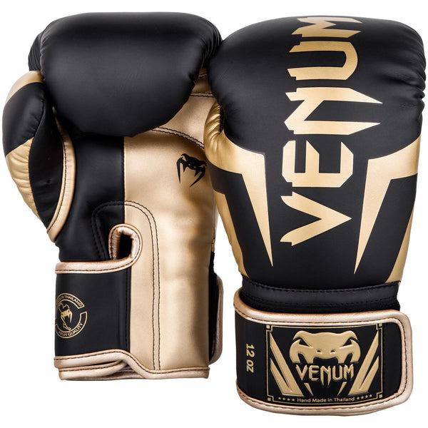ELITE BOXING GLOVES BLACK/GOLD FRONT SIDE
