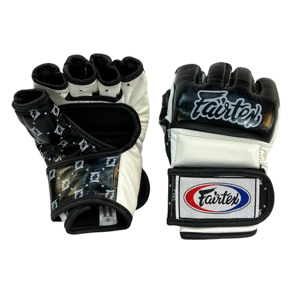 FGV17 SUPER SPARRING MMA GLOVES BLACK WHITE FRONT SIDE