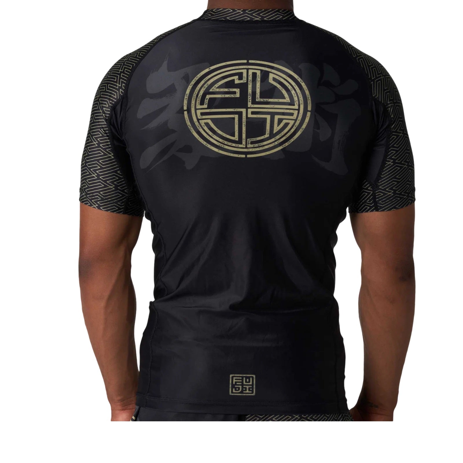 FUJI BUSHIDO FLEX LITE RASHGUARD BLACK GOLD BACK SIDE