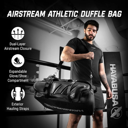 HAYABUSA AIRSTREAM ATHLETIC DUFFLE BAG BLACK LEFT SIDE