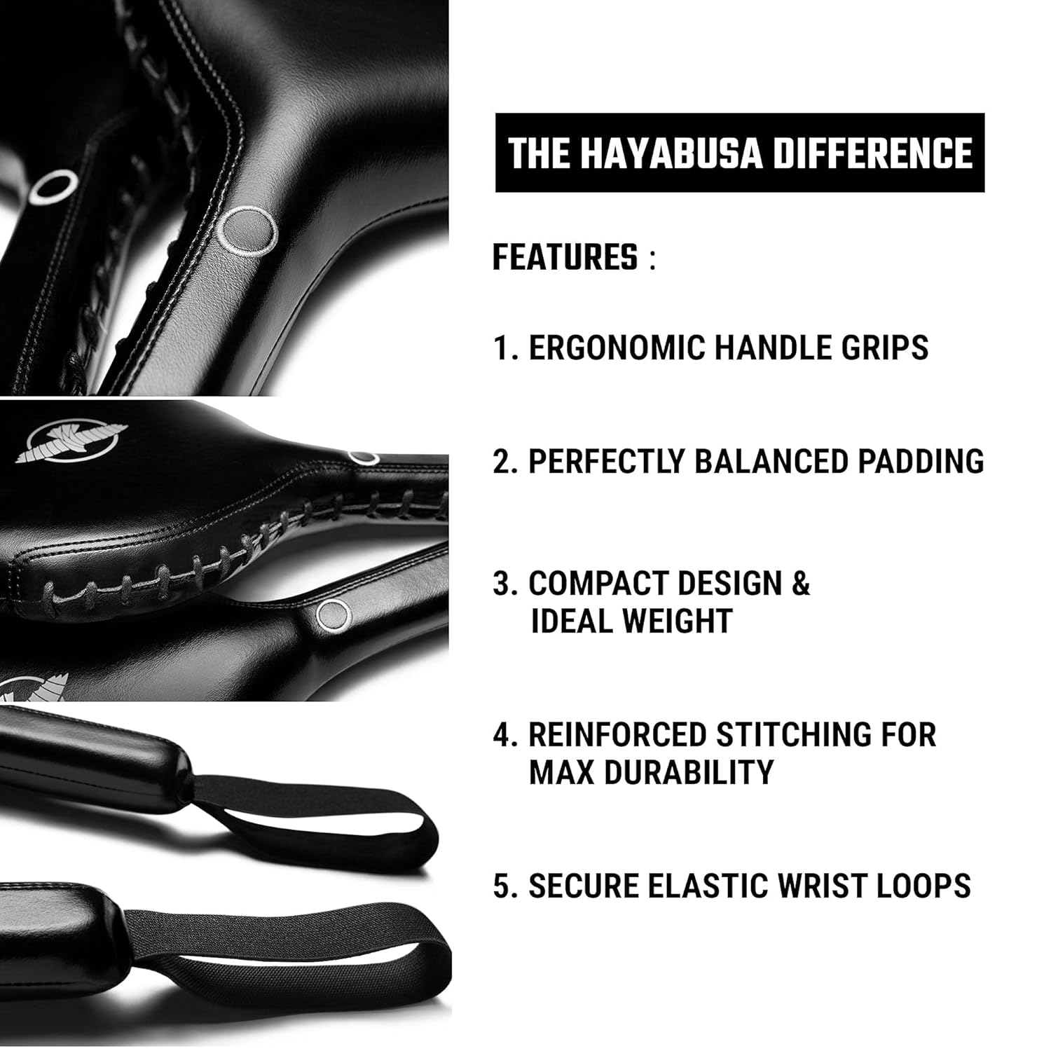 HAYABUSA BOXING TARGET PADDLES BLACK RIGHT SIDE