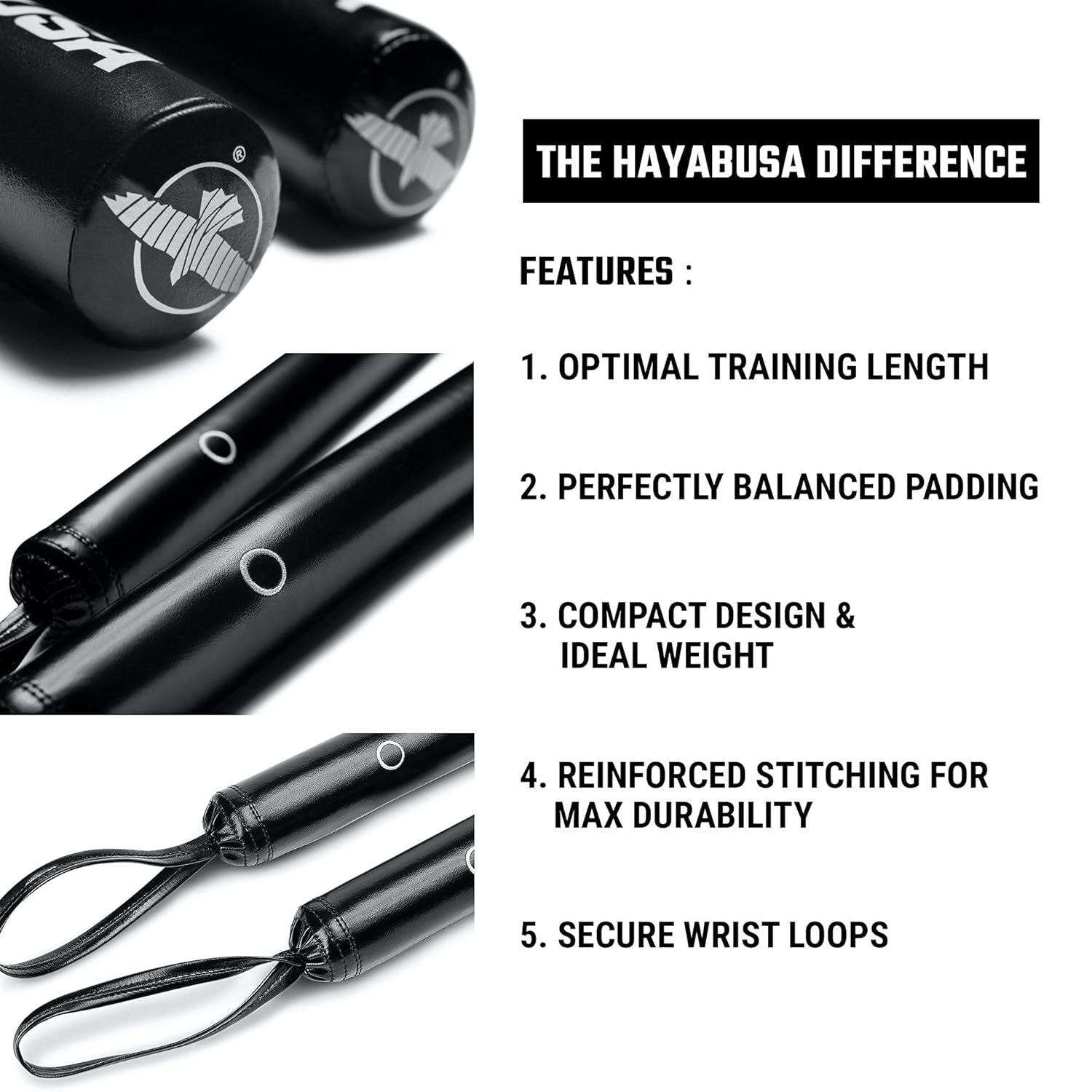 HAYABUSA BOXING TRAINING STICKS BLACK RIGHT SIDE