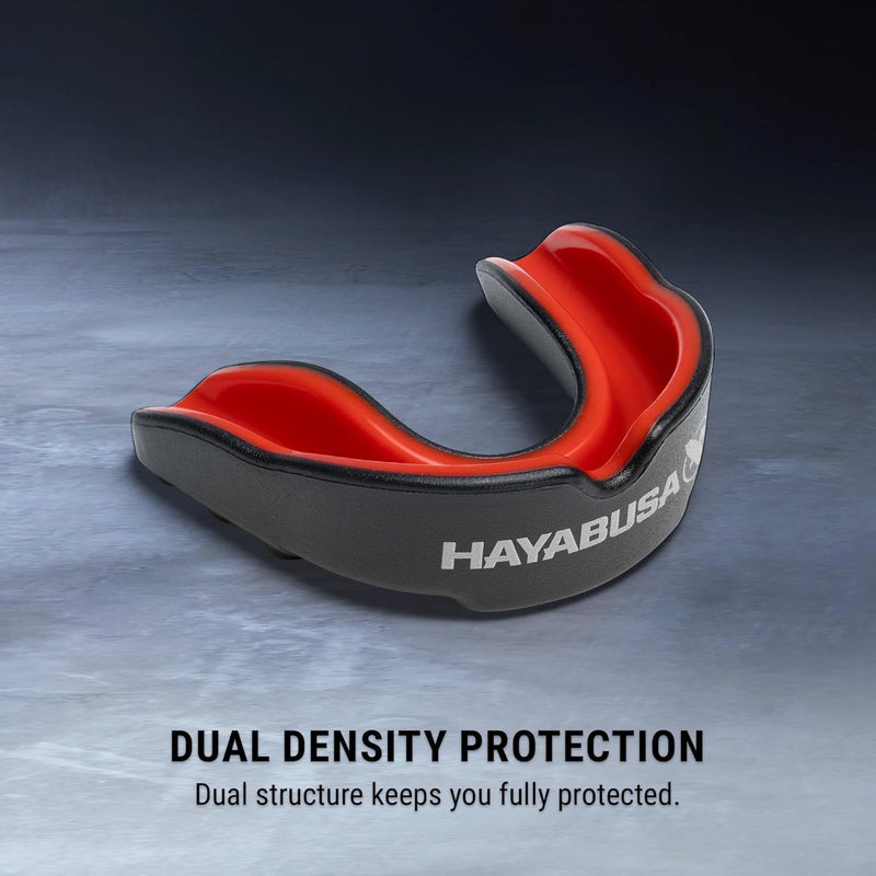 HAYABUSA COMBAT MOUTHGUARD BLACK RED RIGHT SIDE