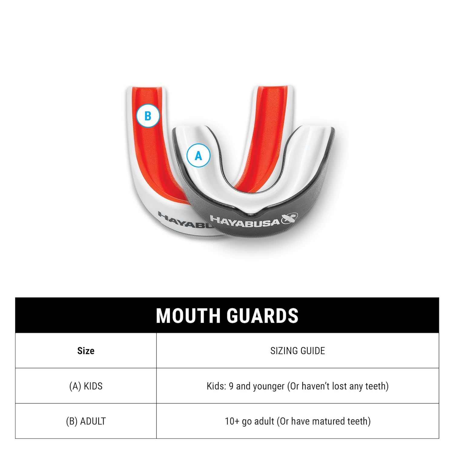 HAYABUSA COMBAT MOUTHGUARD BLACK WHITE LEFT SIDE