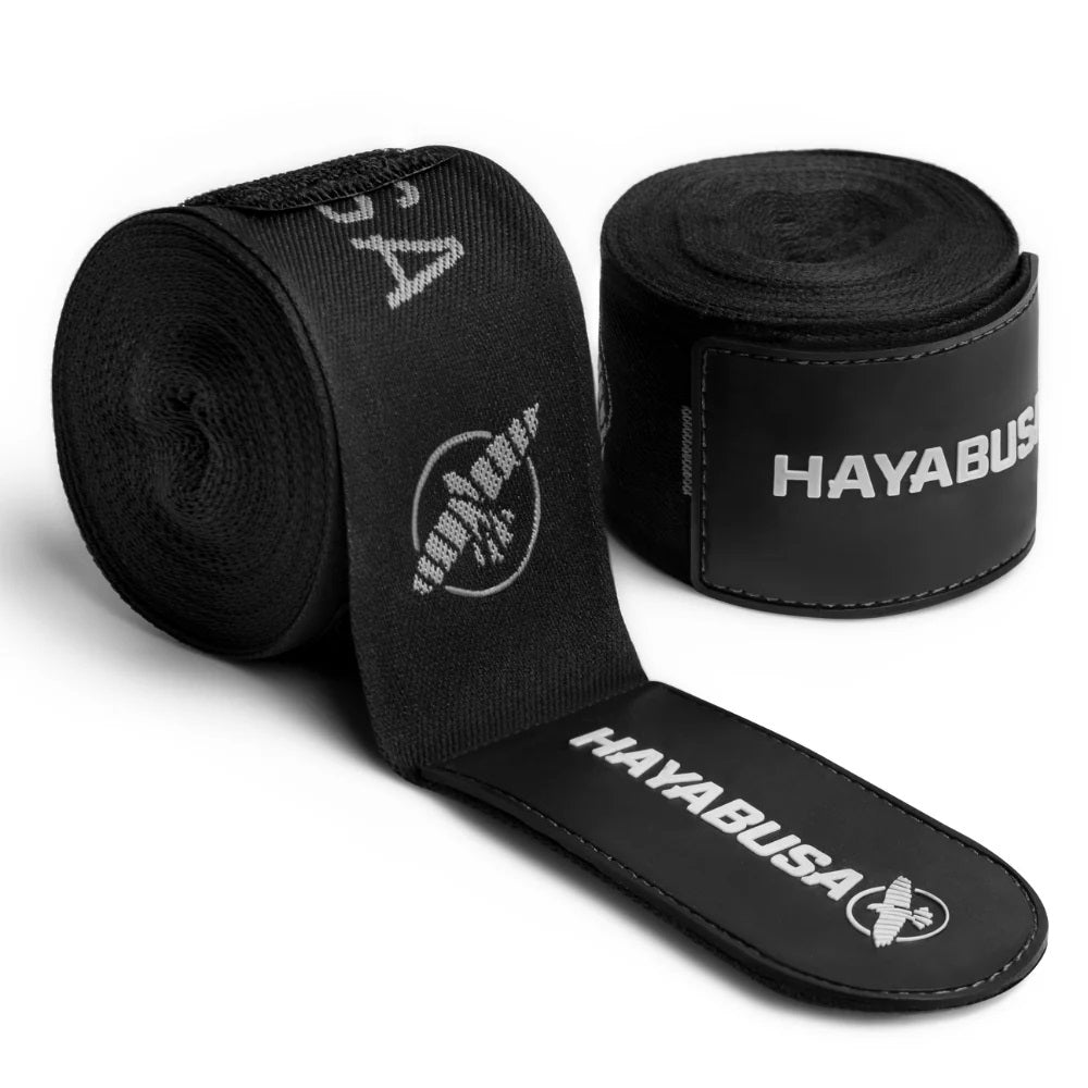 HAYABUSA DELUXE HAND WRAPS BLACK FRONT SIDE