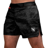 HAYABUSA HEX MID-THIGH MMA SHORTS BLACK FRONT SIDE
