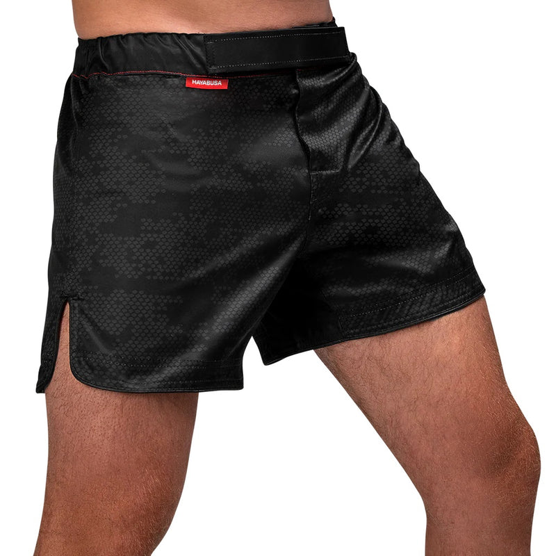 HAYABUSA HEX MID-THIGH MMA SHORTS BLACK RIGHT SIDE