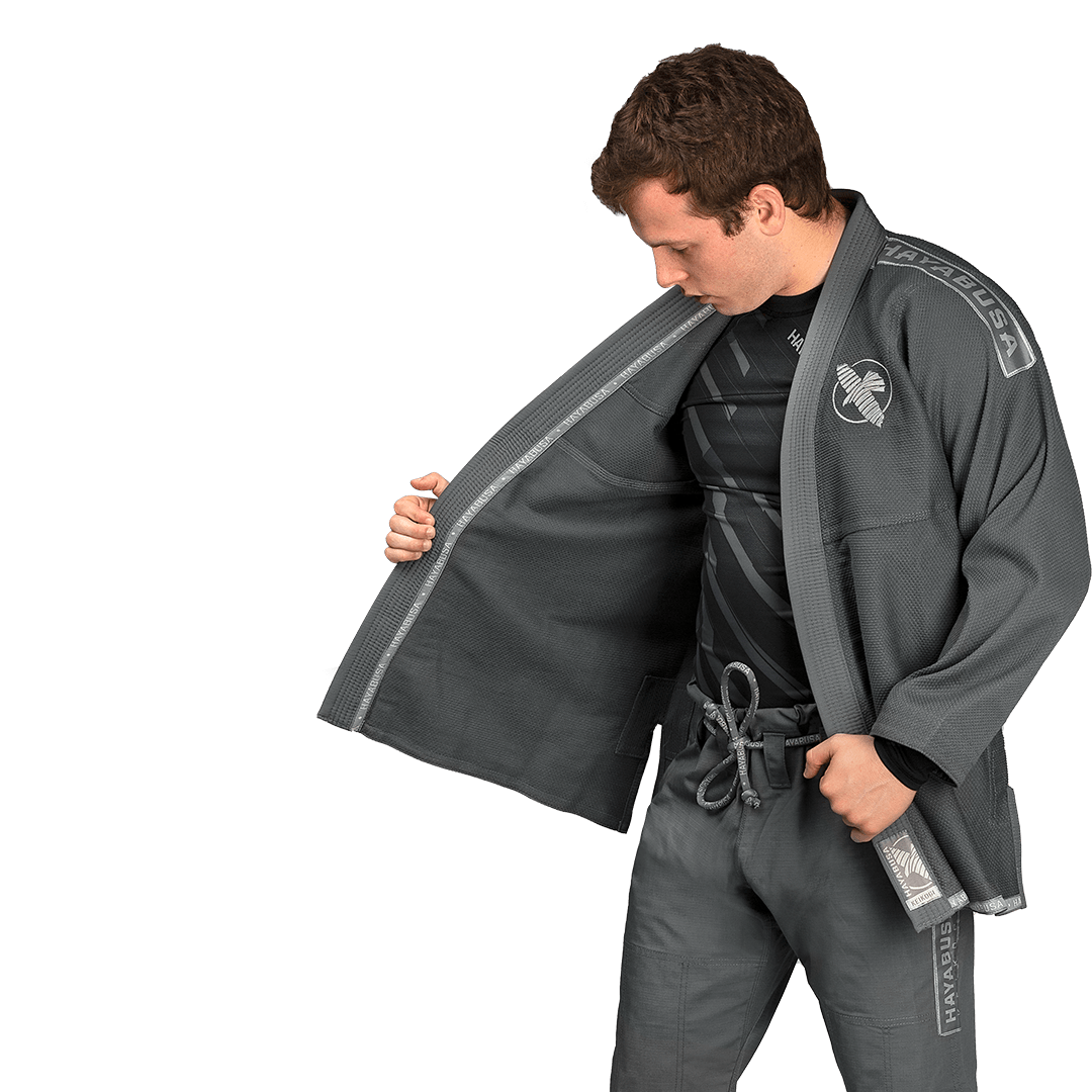 HAYABUSA LIGHTWEIGHT JIU JITSU GI GREY LEFT SIDE