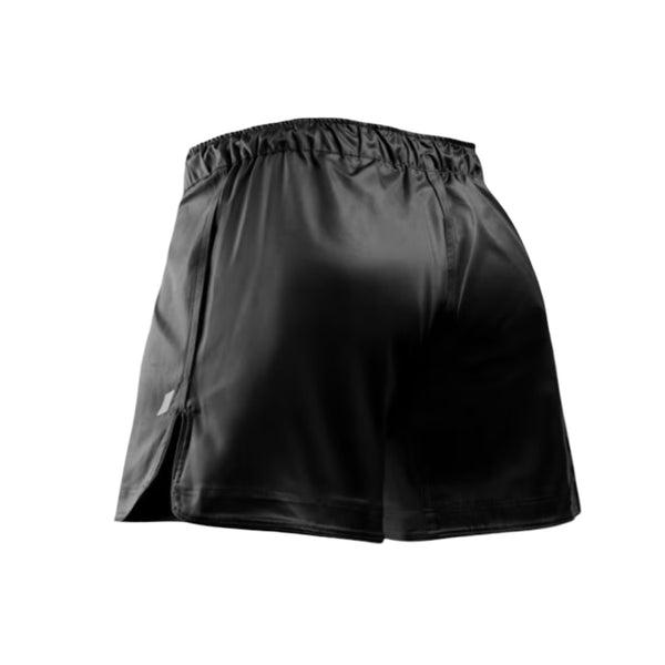 HAYABUSA MENS APEX MID-THIGH FIGHT SHORTS BLACK BACK SIDE