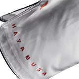 HAYABUSA MENS APEX MID-THIGH FIGHT SHORTS WHITE/CORAL LEFT SIDE