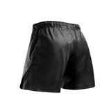 HAYABUSA MENS CORE MID-THIGH FIGHT SHORTS BLACK BACK SIDE